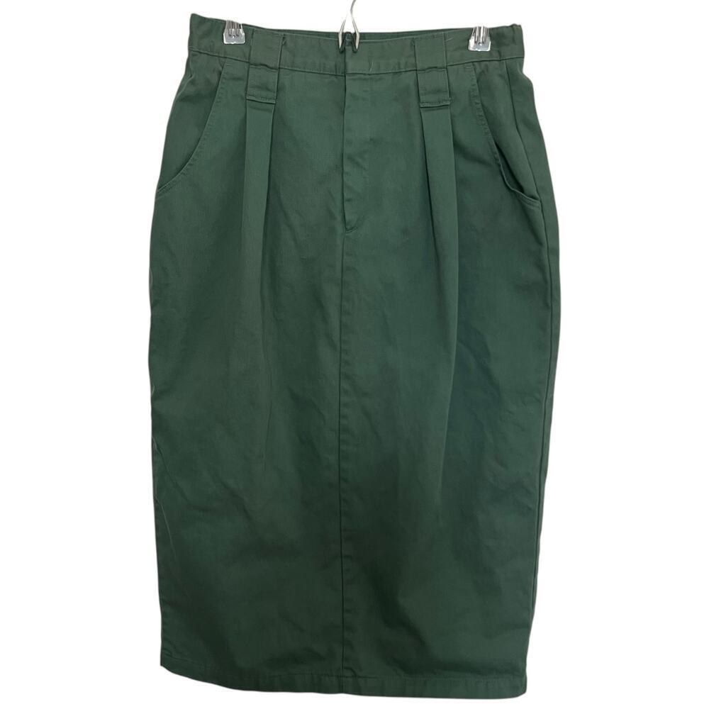 IC Isaac Vintage Pleated Pencil Skirt Green Size‎ 12P Made in the USA